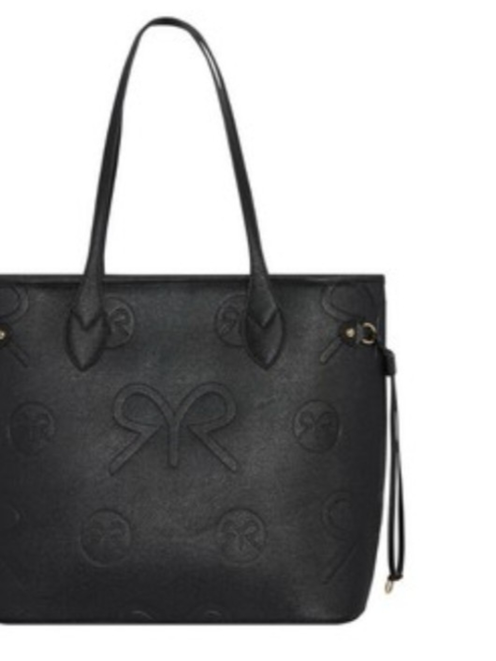 Ruby Ribbon Black Embossed Bow Tote